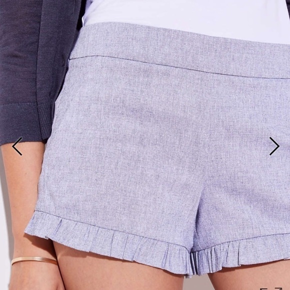 Ann Taylor LOFT Crosshatch Ruffle Shorts - Picture 2 of 3